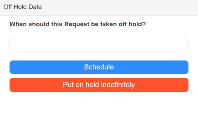 Off Hold Date pop-up